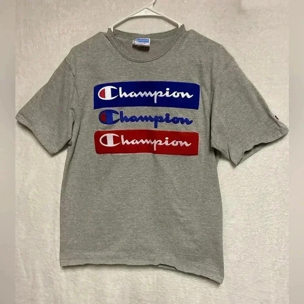 Champion logo TShirt size M gray